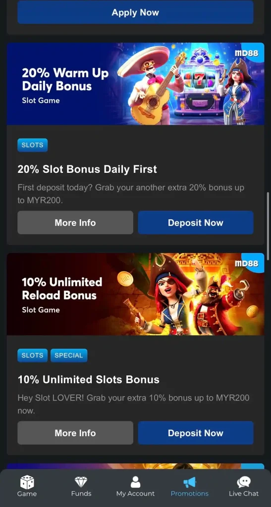 Daily Slot Bonuses MD88