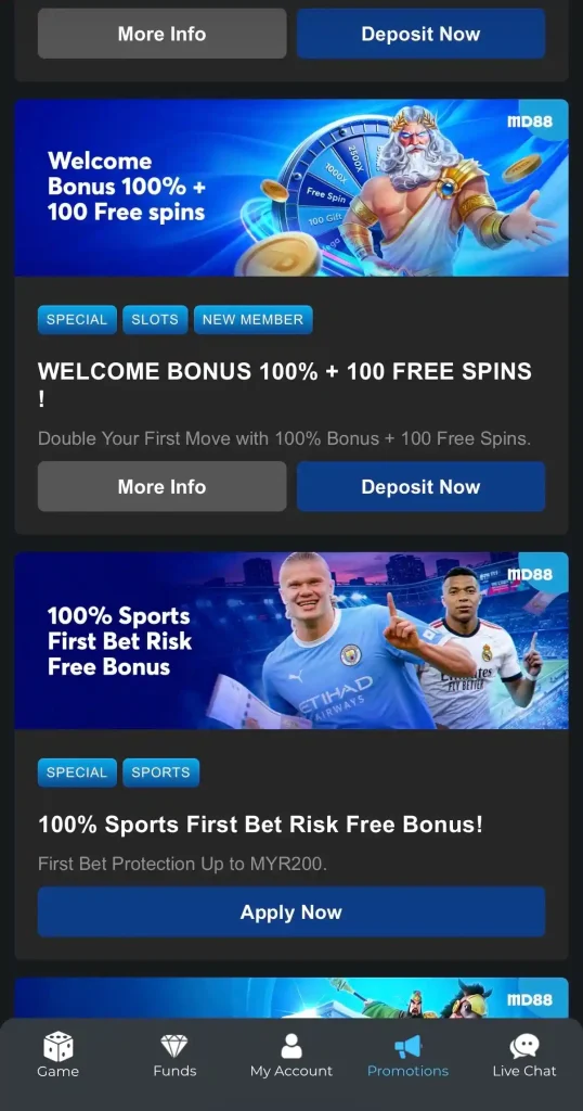 Md88 welcome bonus and free spins
